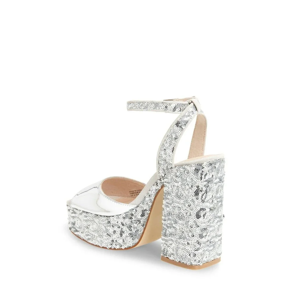 Shellys London Dena Sequin Platform Sandal